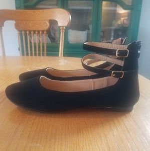 Brand new black ankle strap flats size 8.5